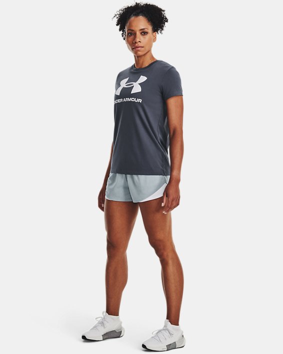 女士UA Play Up Shorts 3.0 Twist短褲 in Blue image number 2